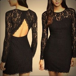 EXPRESS Black Lace Open Back Dress